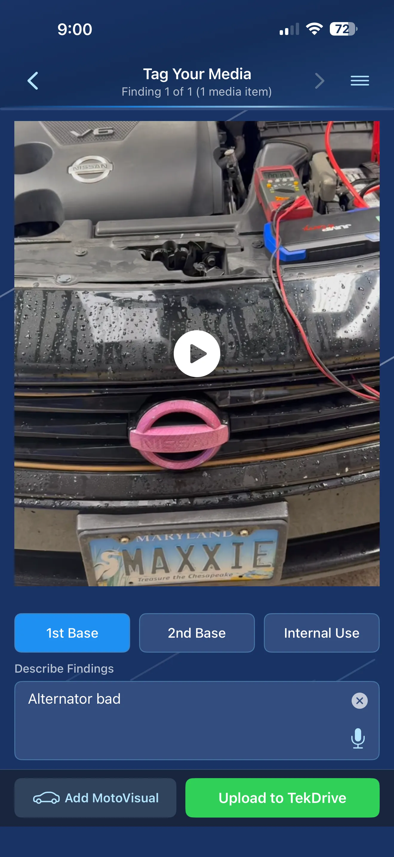 tekDrive Rack Attack digital inspection report with photo evidence and AI findings